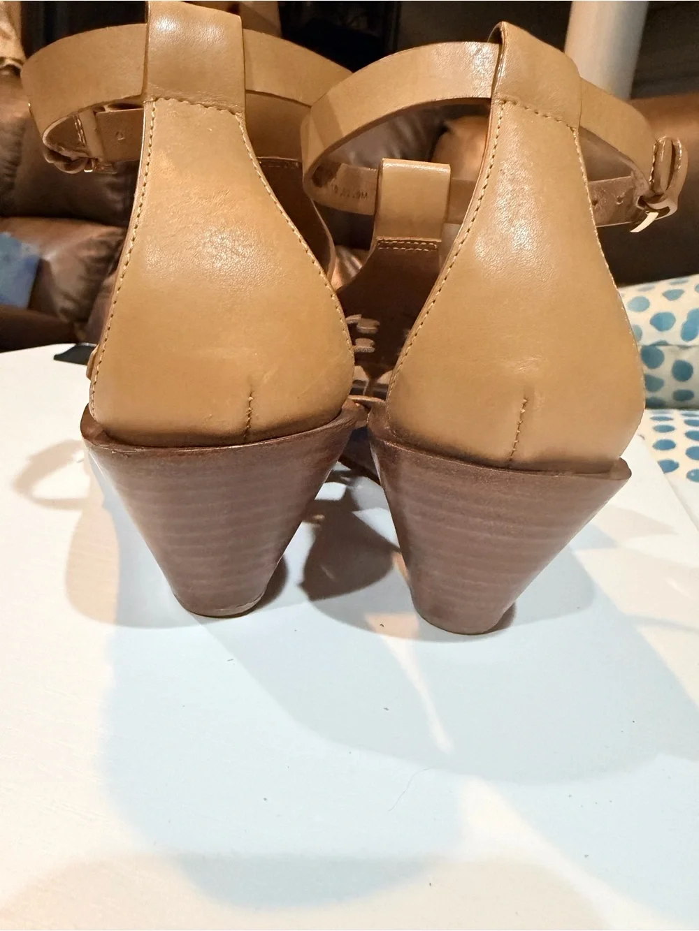 Tory Burch Cognac Leather Cutout Toe-Post Sandals